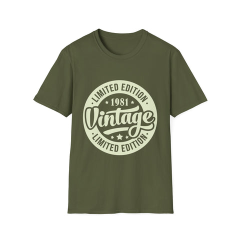 Vintage 1981 TShirt Men Limited Edition BDay 1981 Birthday Mens Tshirts