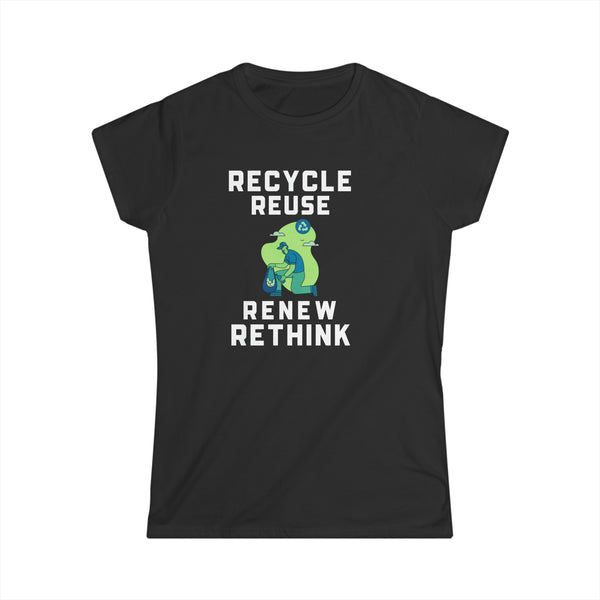 Happy Earth Day Environmental Symbol Reuse Renew Rethink Environment Womens T Shirt