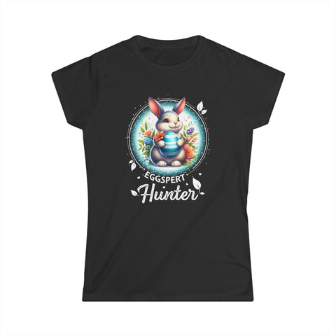 Cute Easter Egg Hunter Eggspert Rabbit Easter Shirts Easter Womens T Shirts