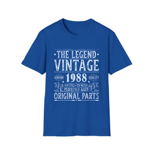 Vintage 1988 T Shirts for Men Retro Funny 1988 Birthday Mens Shirt