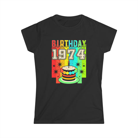 Vintage 1974 T Shirts for Women Retro Funny 1974 Birthday Women Tops