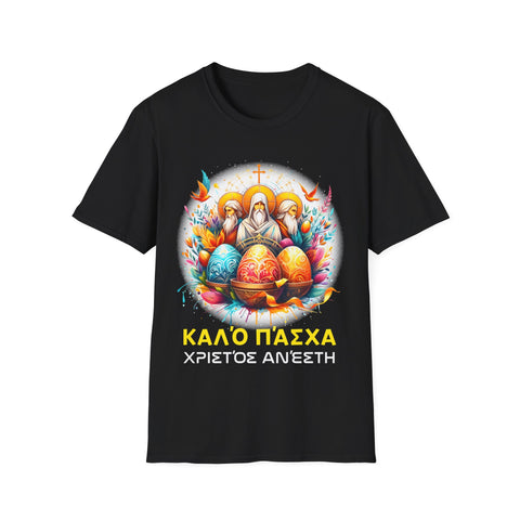 Greek Easter Orthodox Christians Christos Anesti Cross Mens T Shirts