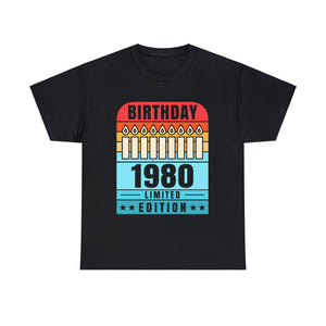 Vintage 1980 TShirt Men Limited Edition BDay 1980 Birthday Big and Tall Tshirts Shirts for Men