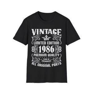 Vintage 1986 TShirt Men Limited Edition BDay 1986 Birthday Shirts for Men