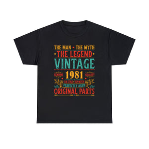 Vintage 1981 T Shirts for Men Retro Funny 1981 Birthday Men Shirts Big and Tall Plus Size