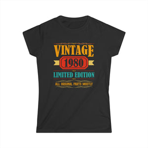 Vintage 1980 T Shirts for Women Retro Funny 1980 Birthday Women Tops