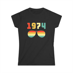 Vintage 1974 T Shirts for Women Retro Funny 1974 Birthday Shirts for Women