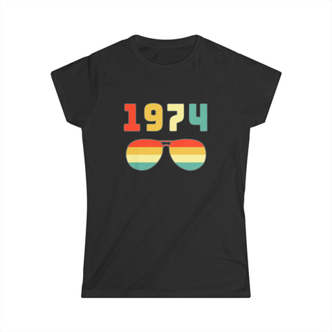 Vintage 1974 T Shirts for Women Retro Funny 1974 Birthday Shirts for Women