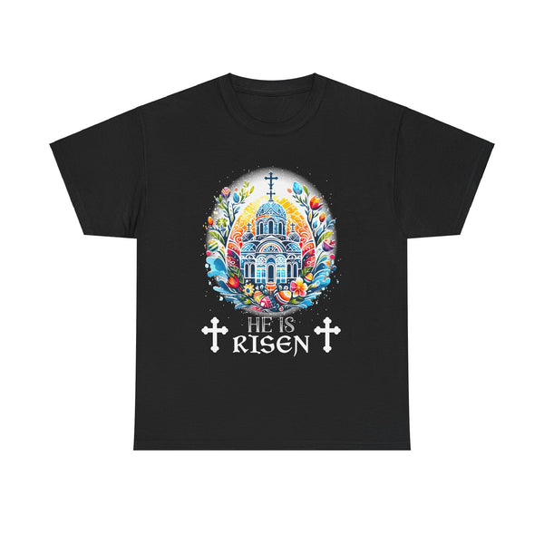 Happy Easter Jesus He Has Risen Orthodox Christian Easter Mens Tshirts for Men Big and Tall