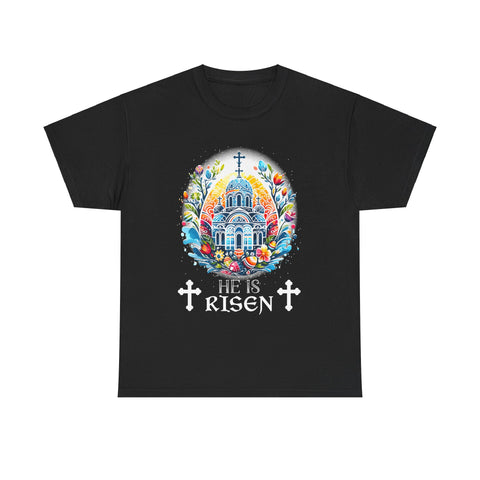 Happy Easter Jesus He Has Risen Orthodox Christian Easter Mens Tshirts for Men Big and Tall