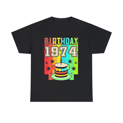 Vintage 1974 T Shirts for Men Retro Funny 1974 Birthday Shirts for Men Plus Size Big and Tall