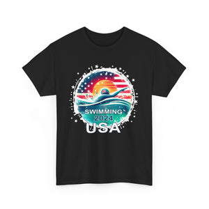 USA 2024 Summer Games Swimming America Swimming 2024 USA Big and Tall Tshirts Shirts for Men