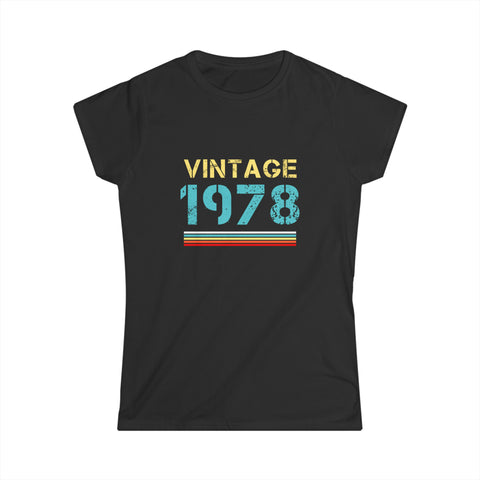 Vintage 1978 T Shirts for Women Retro Funny 1978 Birthday Womens Shirt