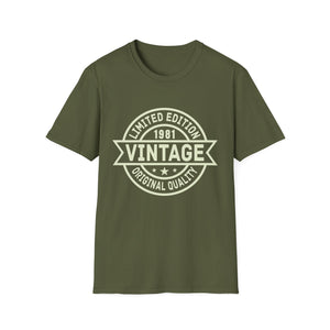 Vintage 1981 TShirt Men Limited Edition BDay 1981 Birthday Shirts for Men