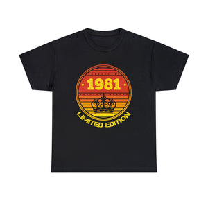 Vintage 1981 TShirt Men Limited Edition BDay 1981 Birthday Big and Tall Tshirts Shirts for Men
