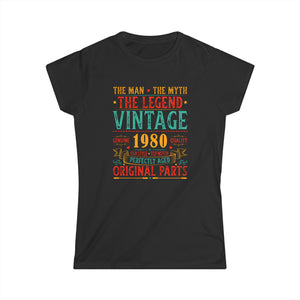 Vintage 1980 T Shirts for Women Retro Funny 1980 Birthday Womens Shirts