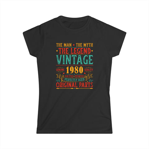 Vintage 1980 T Shirts for Women Retro Funny 1980 Birthday Womens Shirts