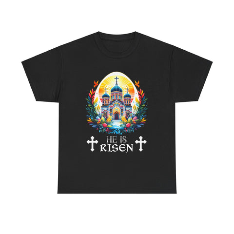 Easter Christian He Is Risen Resurrection Orthodox Easter Mens Shirt Plus Size Big and Tall