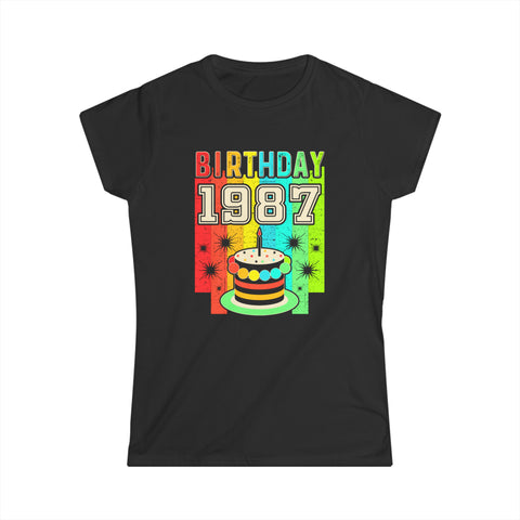 Vintage 1987 T Shirts for Women Retro Funny 1987 Birthday Womens T Shirts