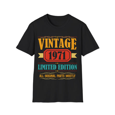 Vintage 1971 T Shirts for Men Retro Funny 1971 Birthday Mens Tshirts