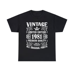 Vintage 1981 TShirt Men Limited Edition BDay 1981 Birthday Men Shirts Big and Tall Plus Size