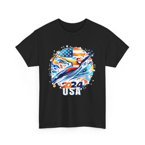 USA 2024 Summer Games Swimming America Swimming 2024 USA Men Shirts Big and Tall Plus Size