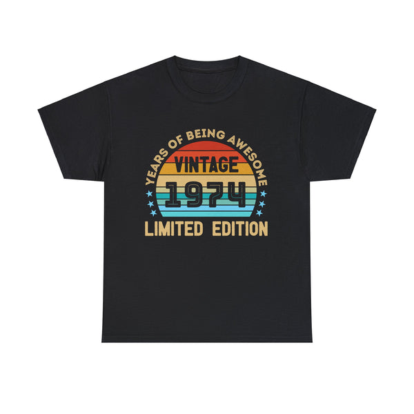 Vintage 1974 T Shirts for Men Retro Funny 1974 Birthday Mens Tshirts for Men Big and Tall