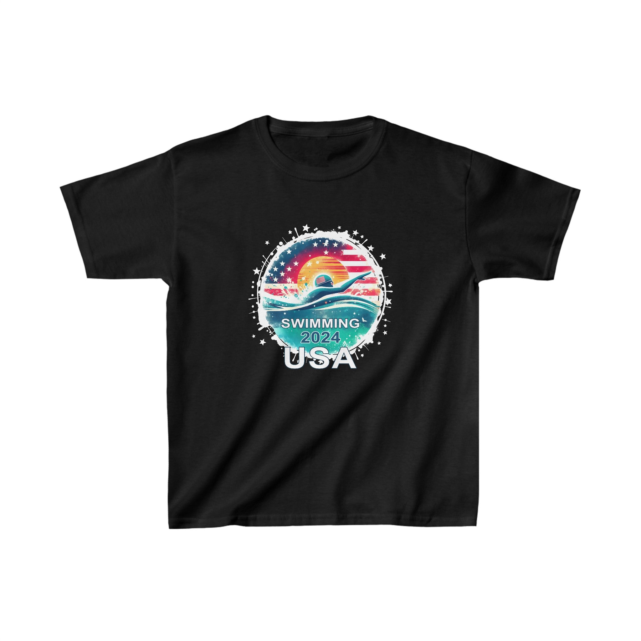 USA 2024 Summer Games Swimming America Swimming 2024 USA Boys Tshirts