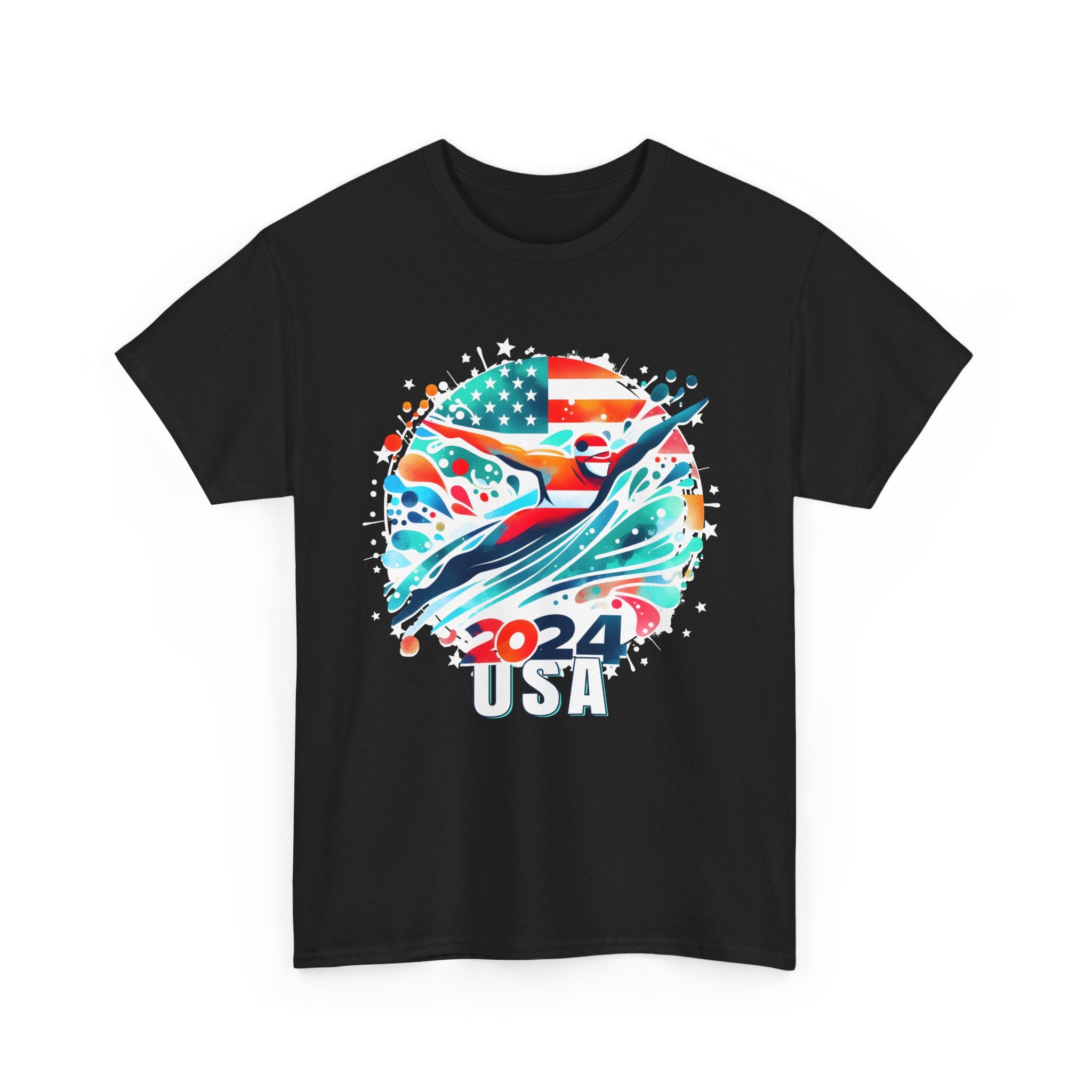 USA 2024 United States American Sport 2024 Swimming Mens Shirt Plus Size Big and Tall