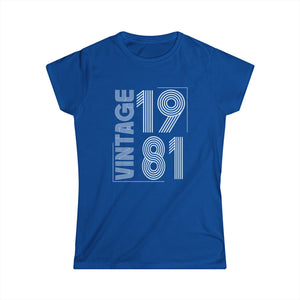 Vintage 1981 T Shirts for Women Retro Funny 1981 Birthday Shirts for Women