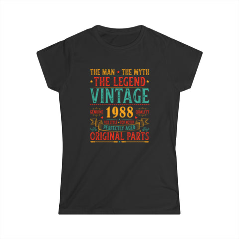 Vintage 1988 T Shirts for Women Retro Funny 1988 Birthday Shirts for Women