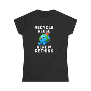 Peace Love Recycle Earth Day Funny Quote Teachers Recycle Womens T Shirt