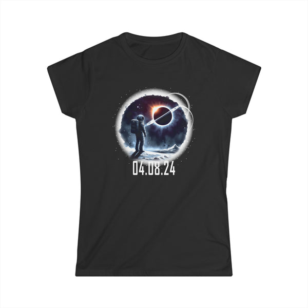 Space Shirt Astronaut Watching Solar Eclipse April 08, 2024 Womens T Shirts