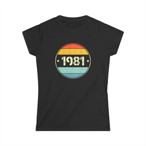 Vintage 1981 Birthday Shirts for Women Funny 1981 Birthday Shirts for Women