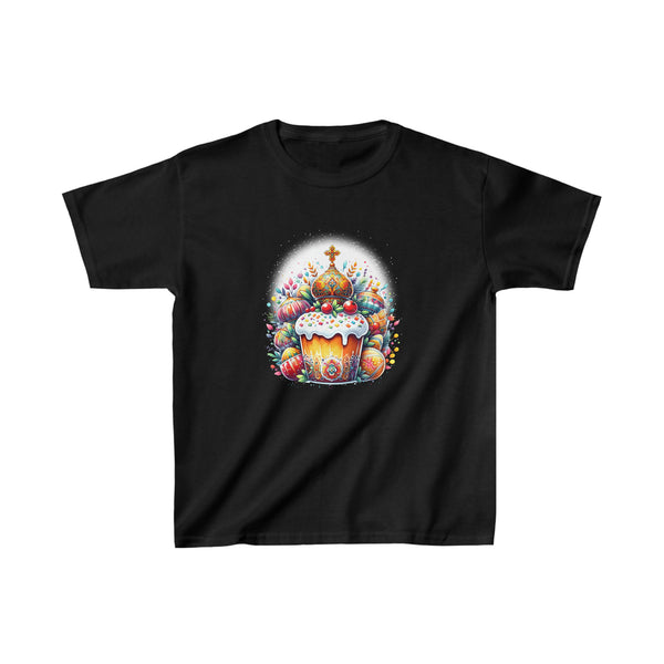 Russian Greek Byzantine Orthodox Cross He Is Risen Easter T Shirts for Boys