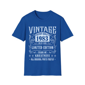 Vintage 1983 T Shirts for Men Retro Funny 1983 Birthday Mens Tshirts