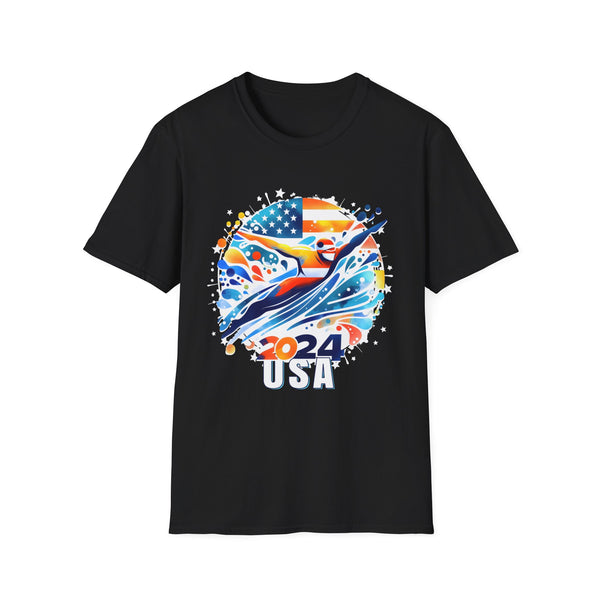 USA 2024 Summer Games Swimming America Swimming 2024 USA Men Shirts