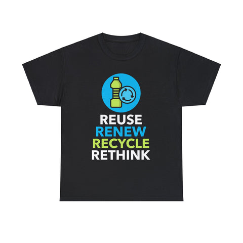 Earth Day Environmental Symbol Reuse Renew Rethink Environment Big and Tall Shirts for Men Plus Size