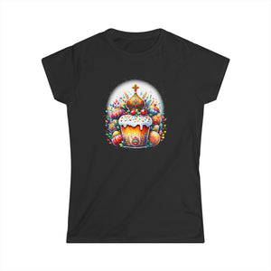 Russian Greek Byzantine Orthodox Cross He Is Risen Easter Women Shirts