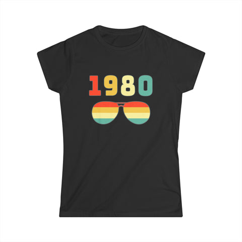Vintage 1980 T Shirts for Women Retro Funny 1980 Birthday Women Shirts