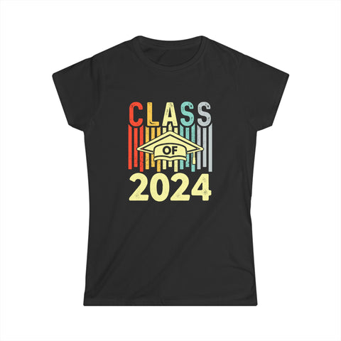 Class of 2024 Graduation School Vintage Senior 2024 Shirts for Women