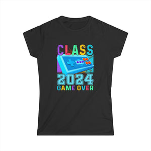 Game Over Class Of 2024 Shirt Students Funny Graduation Women Shirts