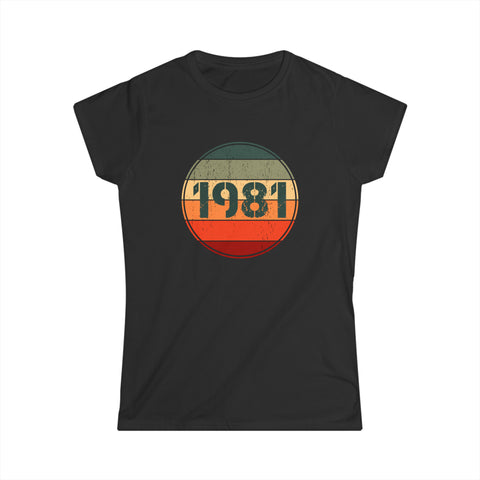Vintage 1981 Birthday Shirts for Women Funny 1981 Birthday Womens Shirts
