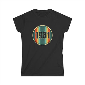 Vintage 1981 Birthday Shirts for Women Funny 1981 Birthday Womens T Shirt