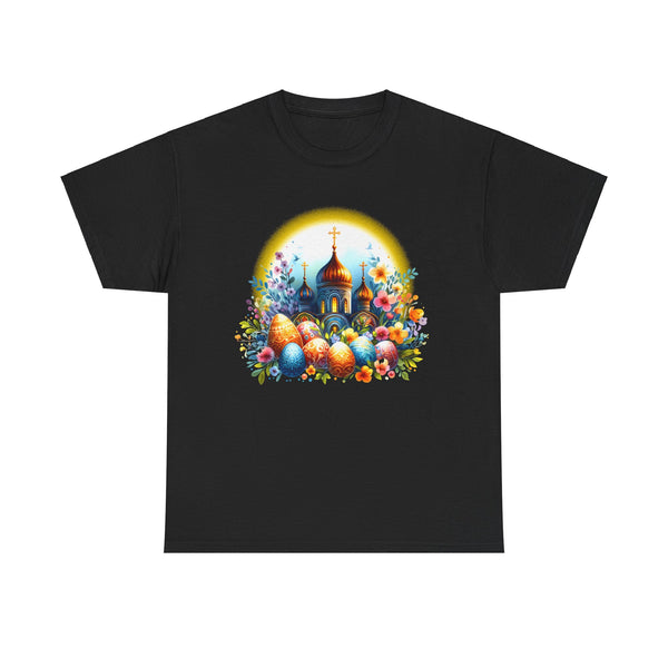 Russian Orthodox Church Cross Chrestos Voskres Pascha Easter Shirts for Men Plus Size Big and Tall