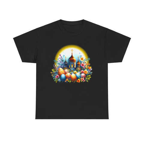 Russian Orthodox Church Cross Chrestos Voskres Pascha Easter Shirts for Men Plus Size Big and Tall