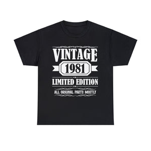Vintage 1981 TShirt Men Limited Edition BDay 1981 Birthday Mens Tshirts for Men Big and Tall