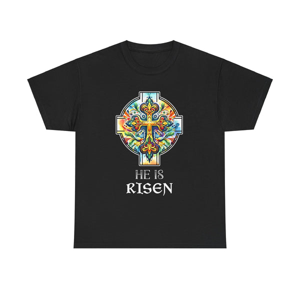 He is Risen Jesus Christian Happy Easter Floral Orthodox Big and Tall Shirts for Men Plus Size