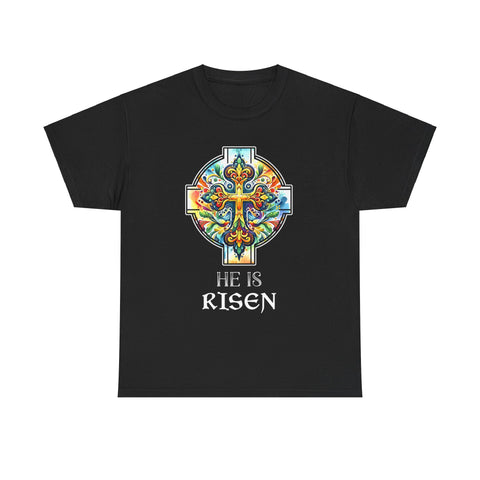He is Risen Jesus Christian Happy Easter Floral Orthodox Big and Tall Shirts for Men Plus Size