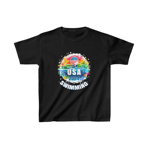 USA 2024 United States American Sport 2024 Swimming Boys Tshirts